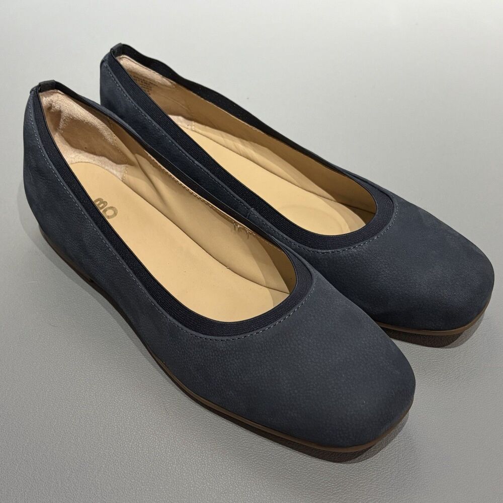ABEO Cadence Ballet Flats Women’s 9.5 Blue Leather Hidden 1” Wedge Comfort